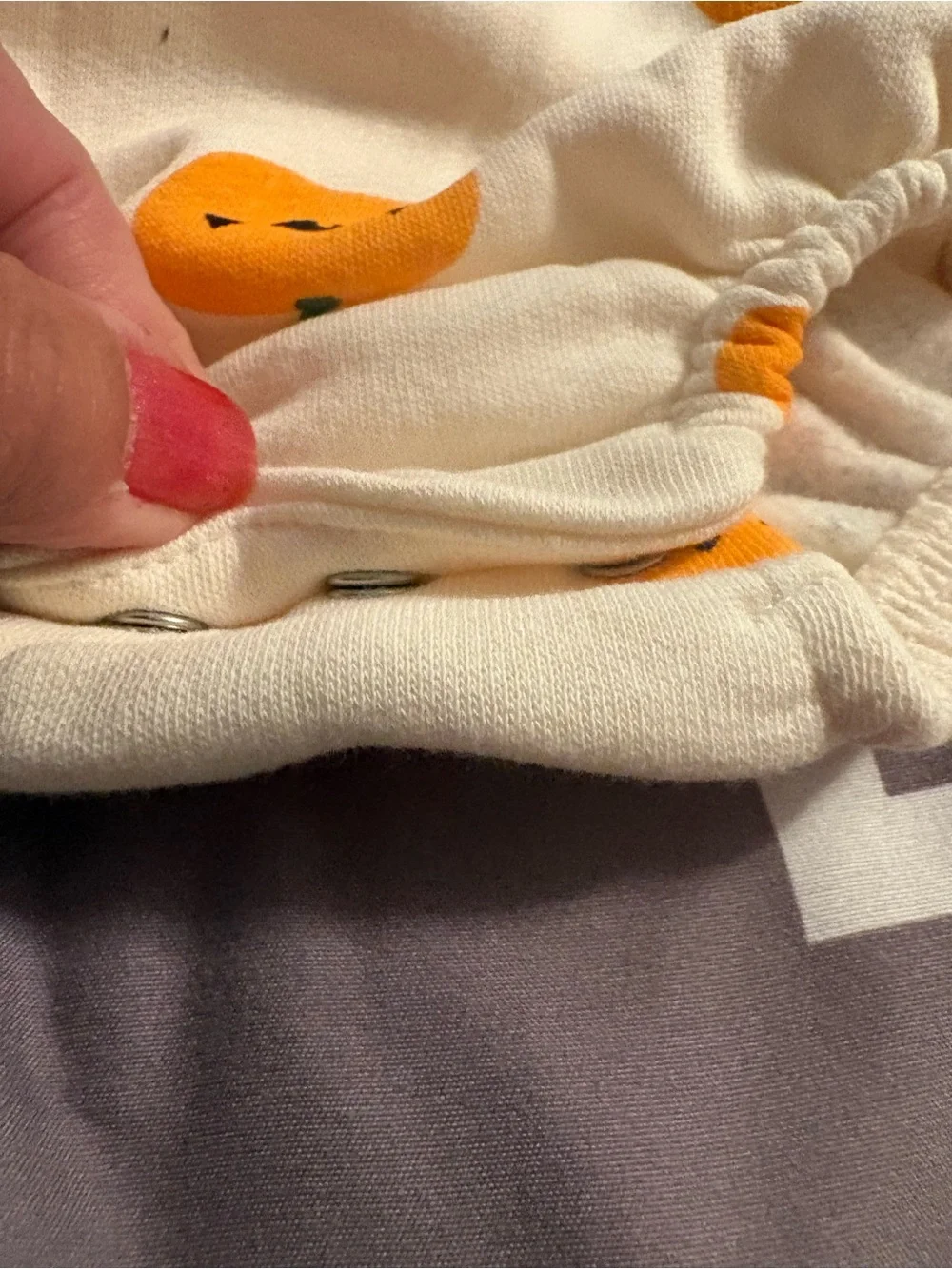 Old Navy Cream and Orange Pumpkin Print Baby One-Piece